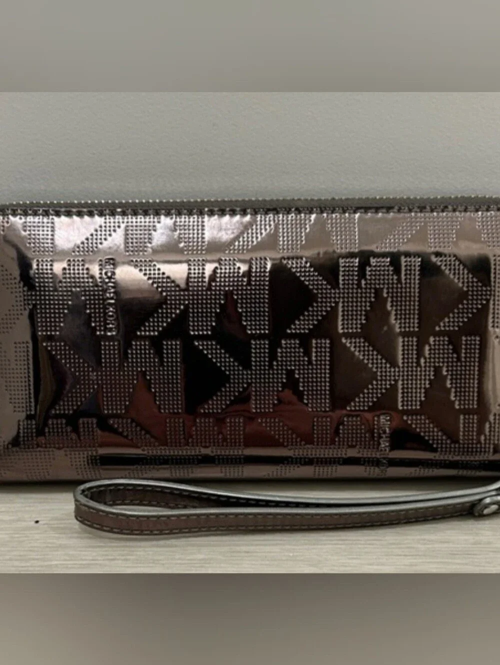 Michael Kors Jet Set Travel Continental Wristlet Wallet Metallic Bronze